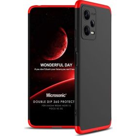 Microsonic Xiaomi Redmi Note 12 Double Dip 360 Protective Siyah Kırmızı Cep Telefonu Kılıfı