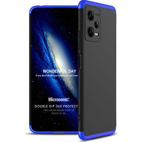 Microsonic Xiaomi Redmi Note 12 Double Dip 360 Protective Siyah Mavi Cep Telefonu Kılıfı