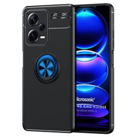 Microsonic Xiaomi Redmi Note 12 Kickstand Ring Holder Siyah Mavi Cep Telefonu Kılıfı