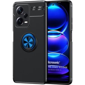 Microsonic Xiaomi Redmi Note 12 Kickstand Ring Holder Siyah Mavi Cep Telefonu Kılıfı
