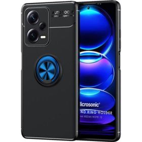 Microsonic Xiaomi Redmi Note 12 Kickstand Ring Holder Siyah Mavi Cep Telefonu Kılıfı