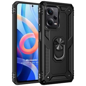 Microsonic Xiaomi Redmi Note 12 Military Ring Holder Siyah Cep Telefonu Kılıfı
