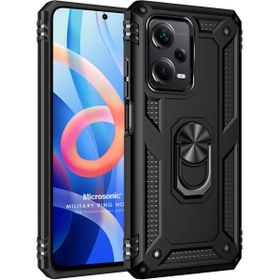Microsonic Xiaomi Redmi Note 12 Military Ring Holder Siyah Cep Telefonu Kılıfı