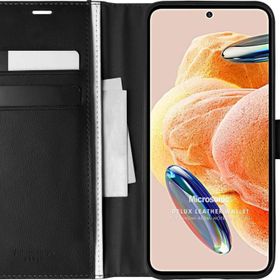 Microsonic Xiaomi Redmi Note 12 Pro 4G Delux Leather Wallet Siyah Cep Telefonu Kılıfı