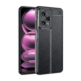 Microsonic Xiaomi Redmi Note 12 Pro Deri Dokulu Silikon Siyah Cep Telefonu Kılıfı