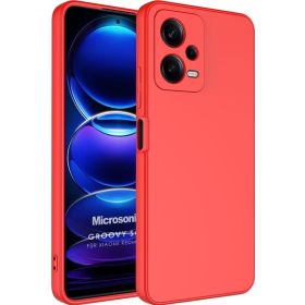 Microsonic Xiaomi Redmi Note 12 Pro Groovy Soft Kırmızı Cep Telefonu Kılıfı