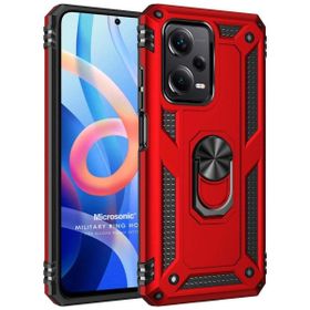 Microsonic Xiaomi Redmi Note 12 Pro Military Ring Holder Kırmızı Cep Telefonu Kılıfı