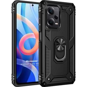 Microsonic Xiaomi Redmi Note 12 Pro Military Ring Holder Siyah Cep Telefonu Kılıfı