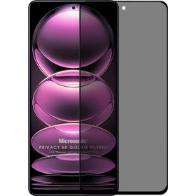 Microsonic Xiaomi Redmi Note 12 Pro Privacy 5D Gizlilik Filtreli Siyah Cam Ekran Koruyucu