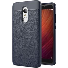 Microsonic Xiaomi Redmi Note 4X Suni Deri Dokulu Silikon Lacivert Kılıf