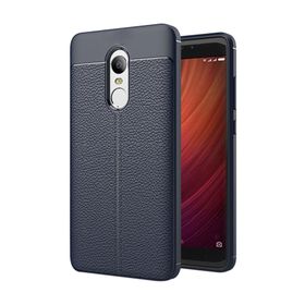 Microsonic Xiaomi Redmi Note 4X Suni Deri Dokulu Silikon Lacivert Kılıf