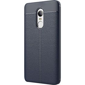 Microsonic Xiaomi Redmi Note 4X Suni Deri Dokulu Silikon Lacivert Kılıf