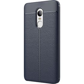 Microsonic Xiaomi Redmi Note 4X Suni Deri Dokulu Silikon Lacivert Kılıf