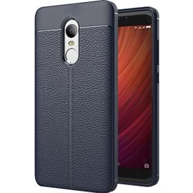 Microsonic Xiaomi Redmi Note 4X Suni Deri Dokulu Silikon Lacivert Kılıf