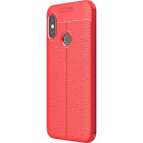 Microsonic Xiaomi Redmi Note 6 Pro Deri Dokulu Silikon Kırmızı Kılıf