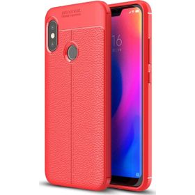 Microsonic Xiaomi Redmi Note 6 Pro Deri Dokulu Silikon Kırmızı Kılıf