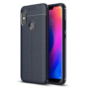 Microsonic Xiaomi Redmi Note 6 Pro Deri Dokulu Silikon Lacivert Kılıf