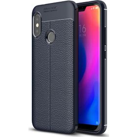 Microsonic Xiaomi Redmi Note 6 Pro Deri Dokulu Silikon Lacivert Kılıf