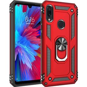 Microsonic Xiaomi Redmi Note 7 Pro Military Ring Holder Kırmızı Kılıf
