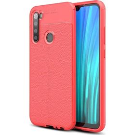 Microsonic Xiaomi Redmi Note 8 Deri Dokulu Silikon Kırmızı Cep Telefonu Kılıfı