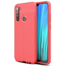 Microsonic Xiaomi Redmi Note 8 Deri Dokulu Silikon Kırmızı Cep Telefonu Kılıfı