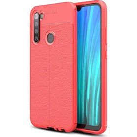 Microsonic Xiaomi Redmi Note 8 Deri Dokulu Silikon Kırmızı Cep Telefonu Kılıfı
