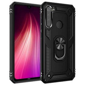 Microsonic Xiaomi Redmi Note 8 Military Ring Holder Siyah Cep Telefonu Kılıfı