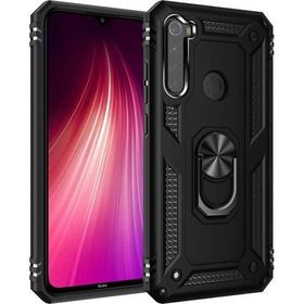 Microsonic Xiaomi Redmi Note 8 Military Ring Holder Siyah Cep Telefonu Kılıfı