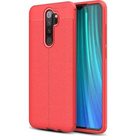 Microsonic Xiaomi Redmi Note 8 Pro Deri Dokulu Silikon Kırmızı Cep Telefonu Kılıfı
