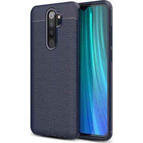 Microsonic Xiaomi Redmi Note 8 Pro Deri Dokulu Silikon Lacivert Cep Telefonu Kılıfı