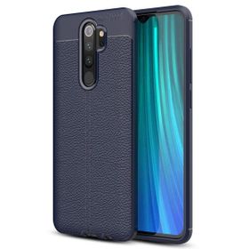 Microsonic Xiaomi Redmi Note 8 Pro Deri Dokulu Silikon Lacivert Cep Telefonu Kılıfı