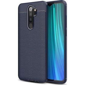Microsonic Xiaomi Redmi Note 8 Pro Deri Dokulu Silikon Lacivert Cep Telefonu Kılıfı