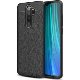 Microsonic Xiaomi Redmi Note 8 Pro Deri Dokulu Silikon Siyah Cep Telefonu Kılıfı