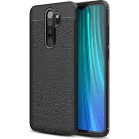Microsonic Xiaomi Redmi Note 8 Pro Deri Dokulu Silikon Siyah Cep Telefonu Kılıfı