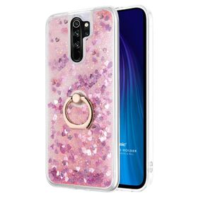 Microsonic Xiaomi Redmi Note 8 Pro Glitter Liquid Holder Pembe Cep Telefonu Kılıfı