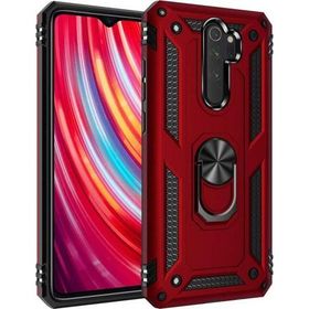 Microsonic Xiaomi Redmi Note 8 Pro Military Ring Holder Kırmızı Cep Telefonu Kılıf