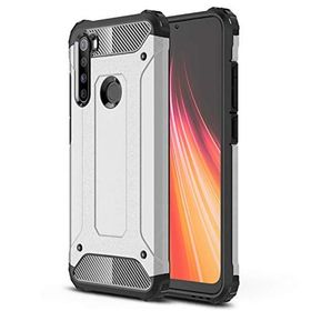 Microsonic Xiaomi Redmi Note 8 Rugged Armor Gümüş Cep Telefonu Kılıfı
