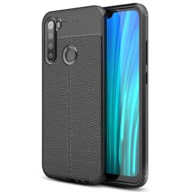 Microsonic Xiaomi Redmi Note 8 Siyah Deri Dokulu Silikon Kılıf