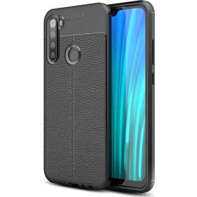 Microsonic Xiaomi Redmi Note 8 Siyah Deri Dokulu Silikon Kılıf