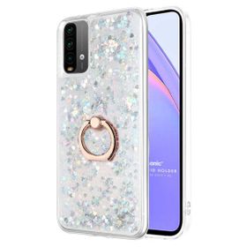 Microsonic Xiaomi Redmi Note 9 4G Glitter Liquid Holder Gümüş Cep Telefonu Kılıfı