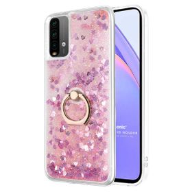 Microsonic Xiaomi Redmi Note 9 4G Glitter Liquid Holder Pembe Cep Telefonu Kılıfı