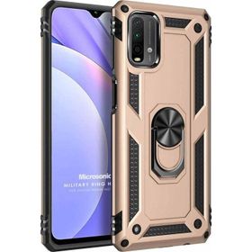 Microsonic Xiaomi Redmi Note 9 4G Gold Military Ring Holder Cep Telefonu Kılıfı