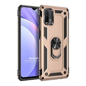 Microsonic Xiaomi Redmi Note 9 4G Gold Military Ring Holder Cep Telefonu Kılıfı