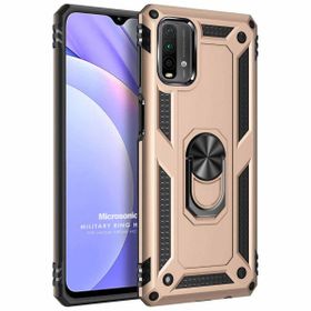 Microsonic Xiaomi Redmi Note 9 4G Gold Military Ring Holder Cep Telefonu Kılıfı