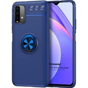 Microsonic Xiaomi Redmi Note 9 4G Kickstand Ring Holder Lacivert Cep Telefonu Kılıfı