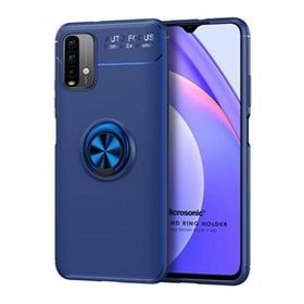Microsonic Xiaomi Redmi Note 9 4G Kickstand Ring Holder Lacivert Cep Telefonu Kılıfı