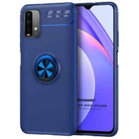 Microsonic Xiaomi Redmi Note 9 4G Kickstand Ring Holder Lacivert Cep Telefonu Kılıfı