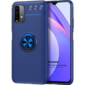 Microsonic Xiaomi Redmi Note 9 4G Kickstand Ring Holder Lacivert Cep Telefonu Kılıfı