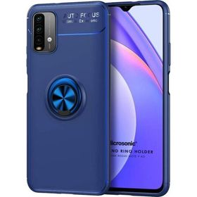 Microsonic Xiaomi Redmi Note 9 4G Kickstand Ring Holder Lacivert Cep Telefonu Kılıfı