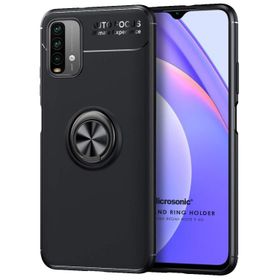 Microsonic Xiaomi Redmi Note 9 4G Kickstand Ring Holder Siyah Cep Telefonu Kılıfı
